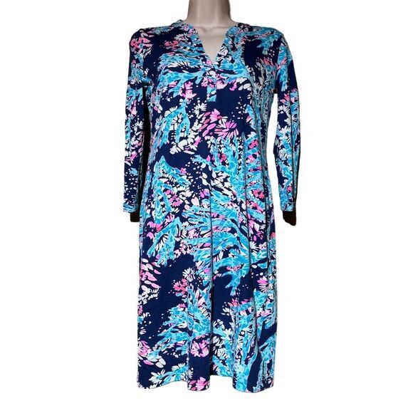 knee length organza dress Short Sleeve Floral Organza Shirt Dress – New York & Company main image 0